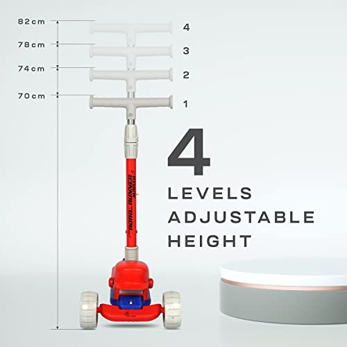 Image of R for Rabbit Road Runner Mario Scooter for Kids of 3+ Years Age, Kids Scooter, Scooter for Kid, 4 Level Height Adjustment, PU LED Wheels & Weight Capacity Upto 75 kg Kick Scooter (Red Blue)
