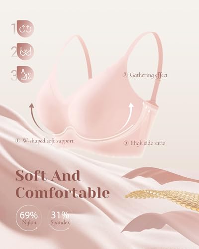 Image of 3-Pack Wireless Womens Bras No Underwire Seamless Jelly Bra Light Support Pullover Bralette Ultra Comfort Tshirt Bra