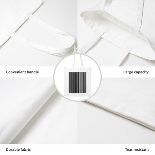 Gray Black Stripes Eco Canvas Tote Bag With Iron-On Art - Reusable Poly-Cotton Carryall, Ideal For Gifts, Advertising, Groceries & Outings4