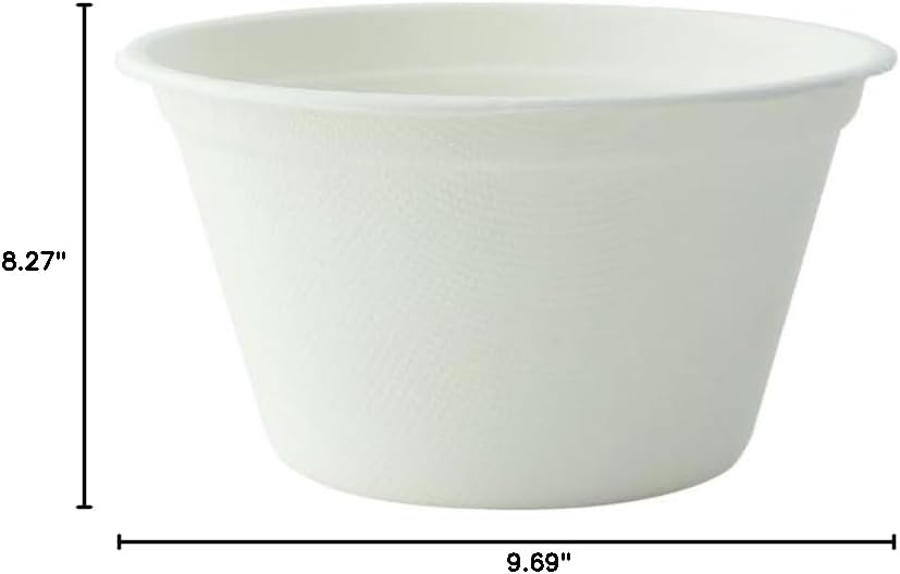 PacknWood White Sugarcane Takeout Bowl | Disposable bowls | Sugarcane Fiber Biodegradable | Bowls take away food containers meal prep food storage- 12oz (D: 4.3in) - 500 pcs