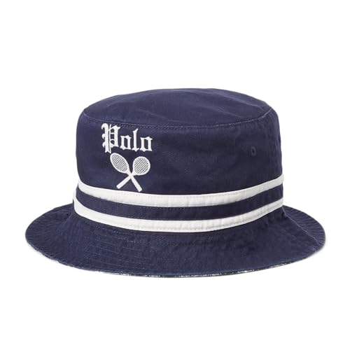 POLO RALPH LAUREN Men's Tennis Chino Bucket Hat - Navy - Tennis, S/M, Small-Medium