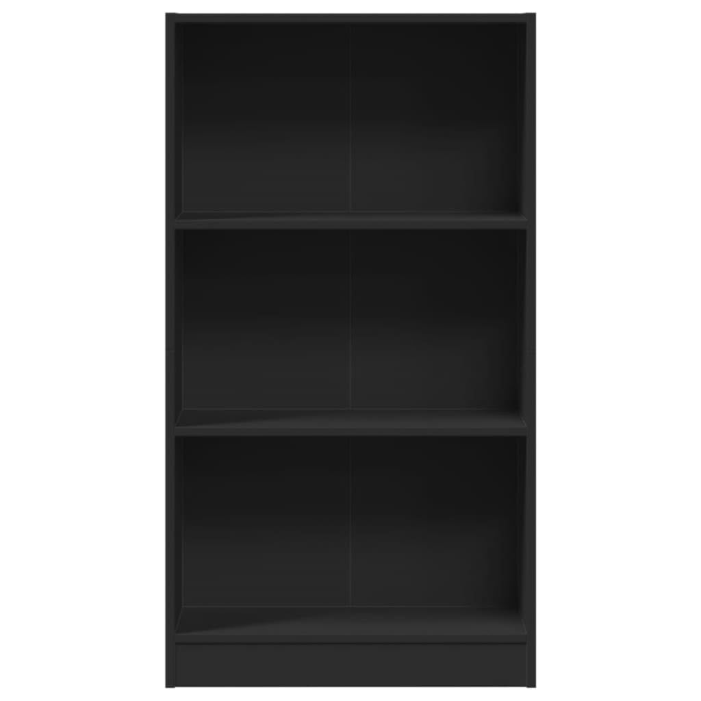 Bücherregal Schwarz Holzwerkstoff 60x24x109 cm Standregal mit offenem Regalsystem und vielseitiger Aufbewahrung als Raumteiler für Wohnzimmer Schlafzimmer Büro