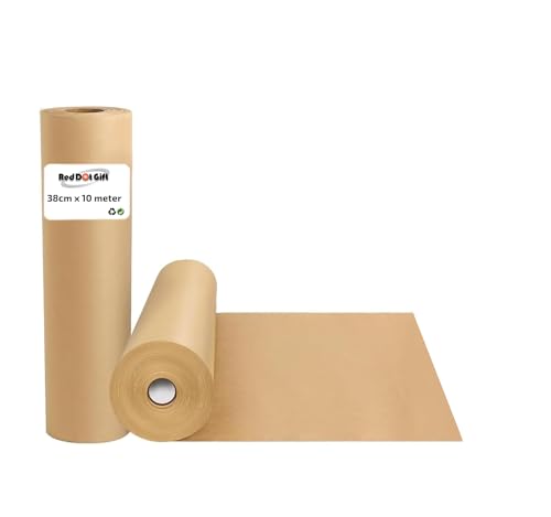 Red Dot Gift 1 Roll Kraft Wrapping Paper Roll (38cm x 10 m) Biodegradable Recycled Material Natural Wrapping Paper (Kraft 38cm x 10 m)