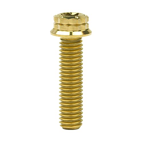 Image of Titanium Flange 12 Point Head M8 x15 20 25 30 35 40 45 50 55 60 65mm Screw Bolt Pack of 4 (M8x30mm, Gold)