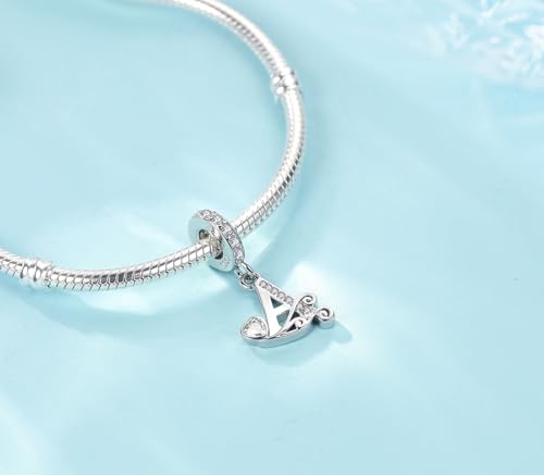 XOYOYZU Silver Letter Charm Fit for Charms Bracelet Alphabet Initial Dangle Charms Beads Jewelry Gifts for Women