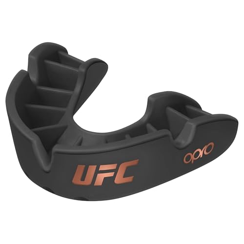 OPRO UFC Bronze Level Mouth Guard with Fitting Device – Moldable Mouthpiece for jiu Jitsu, Lacrosse, Rugby, MMA, Wrestling, Football & Boxing Mouthguard – Mouth Guard Case Included (Adult, Black)