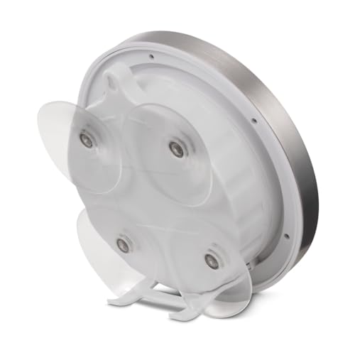 Hama Badezimmeruhr (Baduhr mit Saugnapf, Uhr mit Thermometer, Wanduhr ohne Tickgeräusche, analog, Quarzuhr, analoge Zeitanzeige, digitale Temperaturanzeige, ohne Bohren, feuchtigkeitsgeschützt) silber