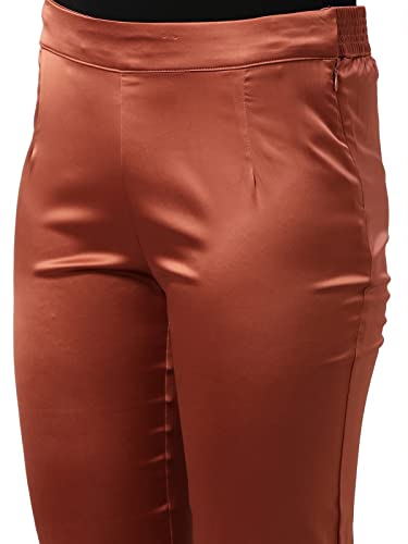 Image of GO COLORS Women Mid Rise Polyester Shiny Pant