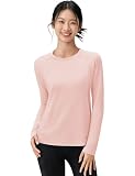 [KEFITEVD] 速乾tシャツ レディース 長袖 UPF50+ スポーツウェア 薄手 涼しい ドライ アンダーシャツ フィットネスウェア 登山 インナー 無地 夏 ピンク S