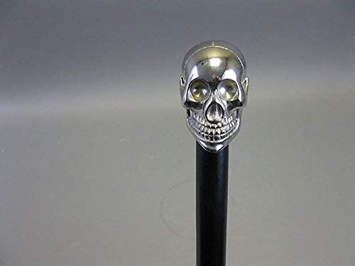 Nagina Wood Creation Walking Stick with Skull Handle Made of Solid Brass Walking Cane for Wedding Ceremony Designer Brass Skull Head Handle Black Stick-image-46