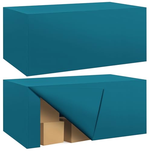 Ascoza 2 Pack Fitted Tablecloth for 8 Foot Rectangle 96 x 30 Inch Caribbean Blue Table Covers Water Resistant Polyester Cloth for Folding, Parties,Display, Trade Show (Caribbean Blue)