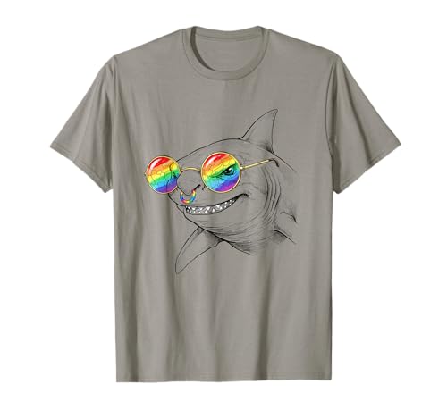 Lunettes de Soleil Requin Arc-en-Ciel, Illustration T-Shirt
