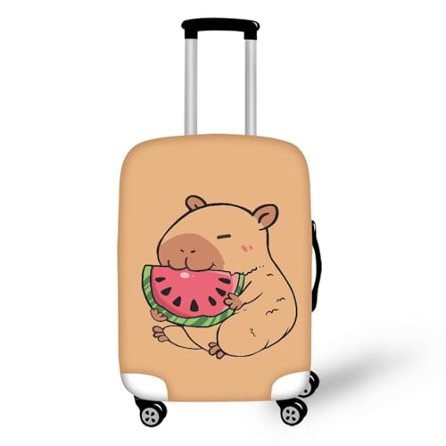 Image of Mumeson Capybara Watermelon Travel Luggage Cover, Suitcase Protect Stretch Baggage Case Protective Washable Fit 18-32 Inch Luggages