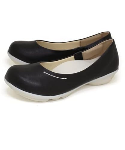 [リゲッタ] ツヴォル パンプス TB-101 レディース プレーンパンプス フラット ローヒール シンプル 軽い EVA かかと抜け防止 クッション性 ブラック L