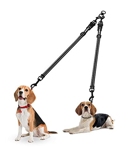 PetBonus Hundeleine Doppelleine für Zwei Hunde, Keine Verwicklung Doppelte Leinen für kleine mittelgroße und große Hunde Lauftraining, Verstellbar Reflektierend Splitterleinen (Klein) Cover