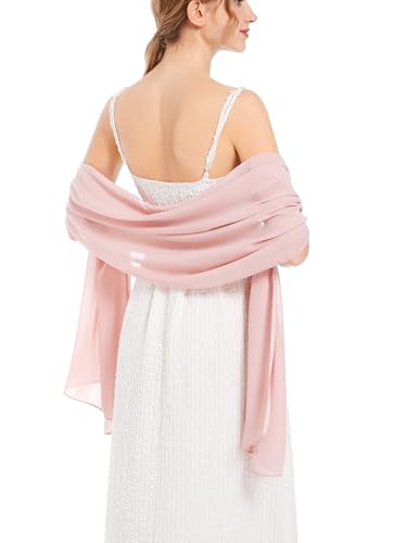 Vickorpen Shawl Wrap Soft Chiffon Scarve Scarf For Evening Party Dresses Wedding Stole(Blush one size)