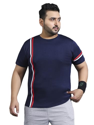 T-shirt rayé bleu marine pour homme Bigbanana à manches courtes et col rond classique