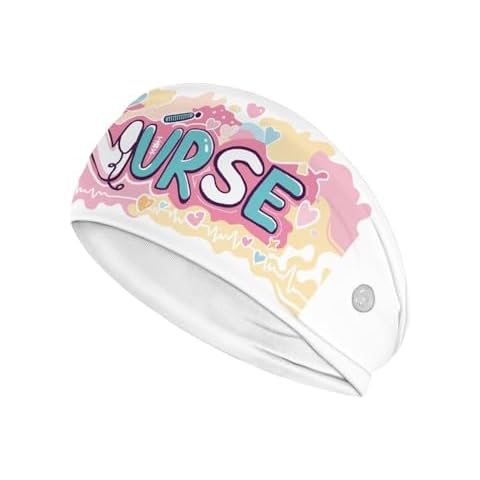 LedBack Love Hearts Nurse Headband with Buttons for Face Mask Nursing School Essentials for Clinicals Nurse Doctor Headbands for Women Mens Turban Sweatband Hair Band Cover
