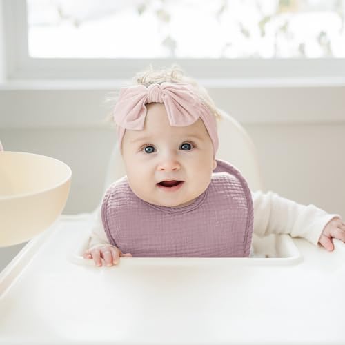 Image of Konssy Muslin Baby Bibs 8 Pack Baby Bandana Drool Bibs Cotton for Unisex Boys and Girls, Soft Absorbent Set for Teething and Drooling