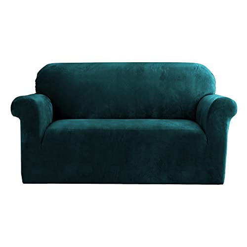 Artiss Sofa Cover, 2 Seater Couch Lounge Covers Stretch Armchair Slipcover Protector Home Living Room Furniture, Soft Velvet Highly Stretchable Anti-Slip Machine Washable Green