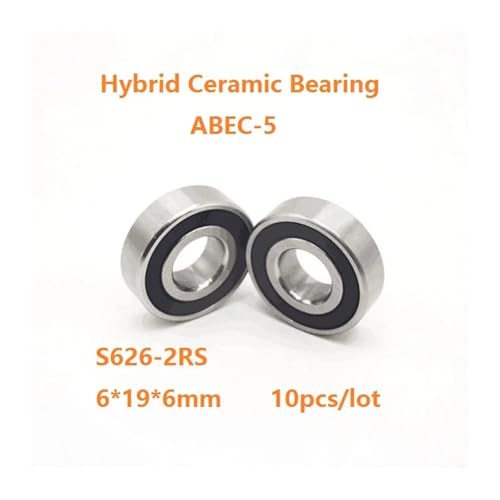 Roulement à billes céramique Si3N4 S626-2RS ABEC-5 acier inox 6x19mm 10pcs - 2