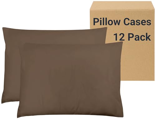 ZPECC Pillow Cases King Size Set of 12, 20x36 Envelope Closure Pillowcases, Soft Plain Brushed Microfiber Covers Hypoallergenic Breathable, Brown