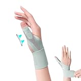 手首 親指 サポーター【軽薄加圧/内蔵スプリング】 親指 固定 手首 サポート 薄手 軽量 加圧 親指付け根サポーター 薄型 圧力調節 保護 怪我防止 吸汗速乾 スポーツ 家事 育児 パソコン/スマホ操作 男女兼用 (グレー, S, 右)