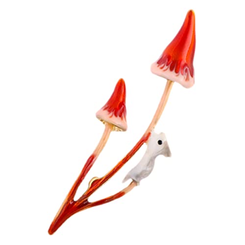 Broche lapin et champignon émaillée verte pour col et écharpe