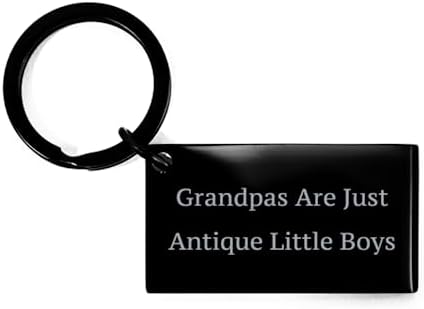 Grandpas are Just Antique Little Boys Grandfather Keychain, Cute Grandfather Gifts, Black Keyring for Big Paw from Grandson, Inexpensive Grandfather Gifts, Cheap Gift Ideas for Grandfathers, Budget image 2