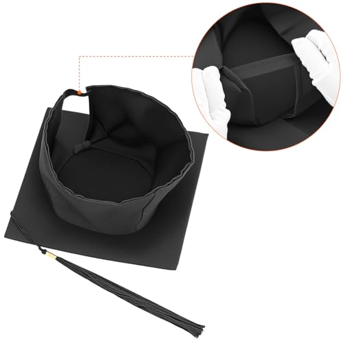 QWORK® Abschluss Hut, Bachelor Hut Unisex Doktorhut, Schwarz Verstellbarer Graduation Hat, für Abschlussfeiern