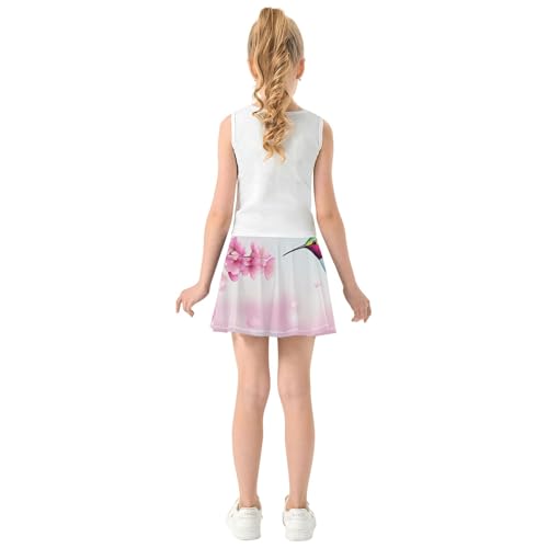 Athletic Shorts Girls Skorts Toddlers Tennis Skirts Gymnastics Butterfly Skirt Hummingbird Pink Cherry Blossom 3t4