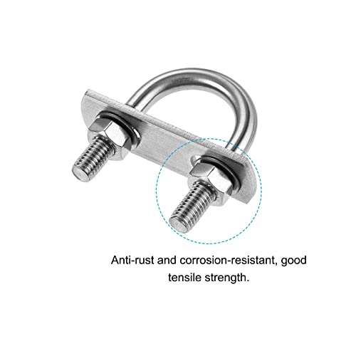 Image of METALLIXITY U Bolts 4 Sets (M8x29x54mm), Round U Bolt 304 Stainless Steel with Accessories - for Construction, Pipe