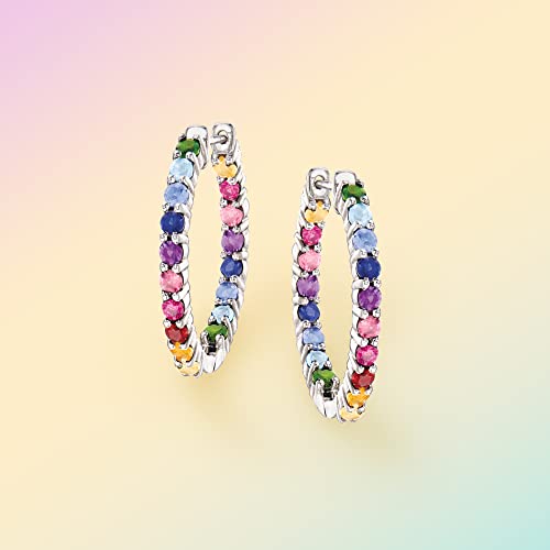 Ross-Simons Gemstone Hoop Earrings in Sterling Silver4