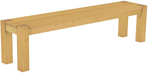 Sitzbank 180 cm Rio Kanto Eiche hell Pinie Massivholz Esszimmerbank Küchenbank Holzbank - Größe und Farbe wählbar Brasilmöbel