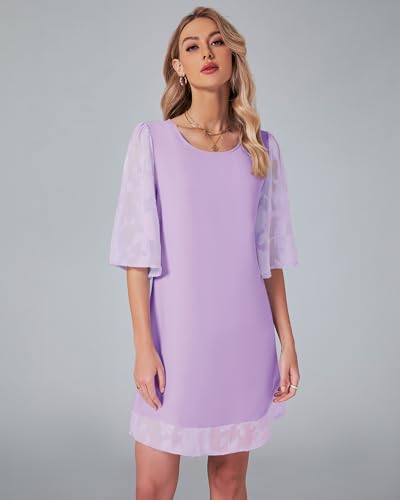 Image of LookbookStore 3 /4 Sleeve Dress for Women Shift Cute Summer Tunic Floral Lace Dresses