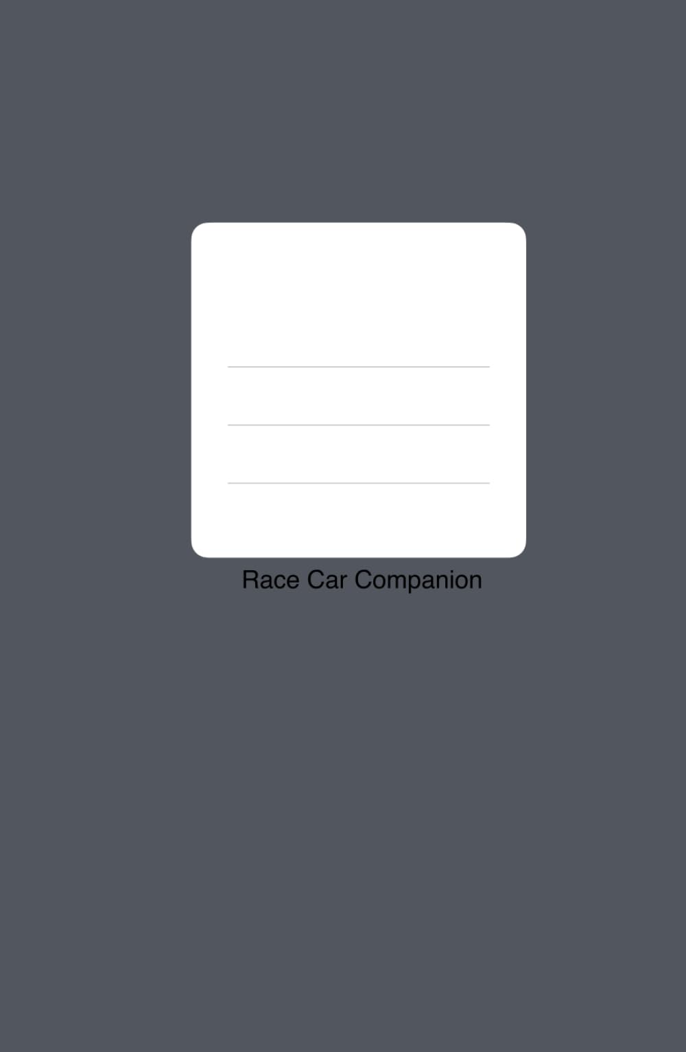 Race Car Companion: Track side Notebook to record your pre and post track session data.