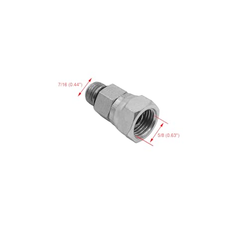 Image of (2-PACK) 6900-04-06-O Hydraulic Hose Adapter Fitting 1 /4 inch Male O-Ring Boss (7 /16 inch-20UNF)x3 /8 inch NPSM Female Pipe Swivel (3 /8 inch-18NPSM) SAE Straight Pipe Joints Tube Connector Carbon Steel