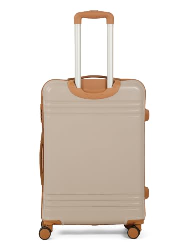Image of Teakwood Set of 2, 8 Wheels Trolley Bag, Hard Cabin with Zipper Closure, Adjustable Push Button & Cross Side Strap, Number Lock System 360 Degree (Set of 2, Toupe)