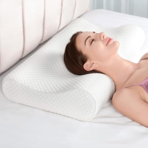 Image of MINIMART Memory Foam Pillow for Neck Support | | Orthopedic Contour Pillow for Cervical Spine Alignment & Shoulder Support | Made in India | 19 x 11 x 3.5 Inch A1