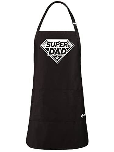 Apronmen, Super Dad - Funny Apron For Men  - Adjustable Straps - One Size Fits All  Grilling Apron With Pockets - Professionally Printed Gift For Dad - Cotton Kitchen Bbq Chef Apron #TOP7