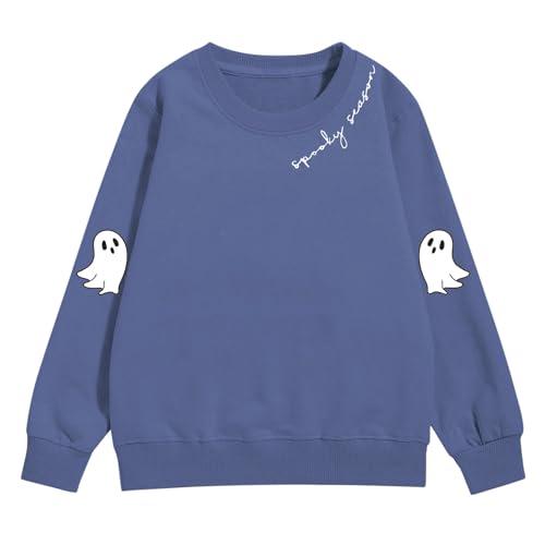 Teen Girls Crew Neck Sweatshirts Halloween Cute Ghost Pullover Sweater Kids Knit Cuffs Long Sleeve Sweatshirts Clothes2