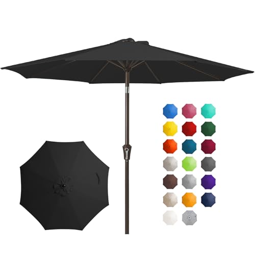 Image of JEAREY 10FT Outdoor Patio Umbrella, Market Umbrella, Black