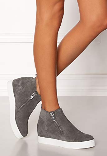 Steve Madden Women's Wedgie Sneaker, Grey Suede, 7.5