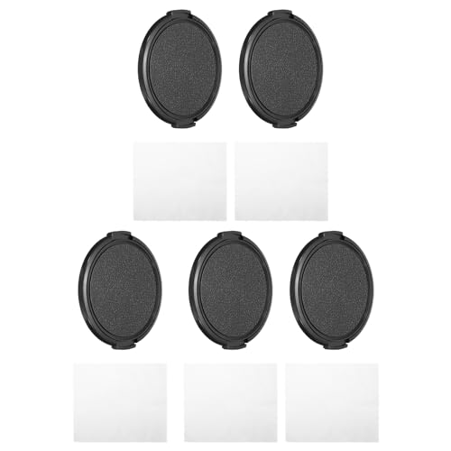 PATIKIL 67mm Lens Cap, 5 Pack Sides Pinch Snap Camera Lens Cover for Front Lens with Cleaning Cloth, Suitable for 67mm Thread Universal DSLR Lenses, Black