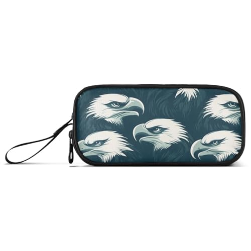 Image of Eagles Head Pencil Case Box Boys Girls Large Pencil Pouch Zipper Compartments Big Capacity Stationery Pen Bag Organizer for Kids Teens Adults School Office