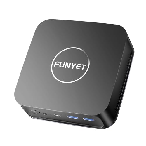 FUNYET Mini PC Laptop,Win 11 Pro, 8 GB de RAM DDR4, SSD de 256 GB, procesador N95 (hasta 3,4 GHz), HDMI + DisplayPort/RJ45 x2/WiFi/Bluetooth 5.0/USB 3.2, Compatible con Pantallas 4K, Negro