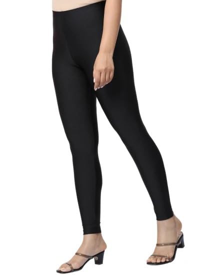 Image of Women's Nylon Shimmer Leggings | Ankle Length | Slim Fit | Stretchable Spandex Leggings | Shiny Finish | Casual Wear & Special Occasion