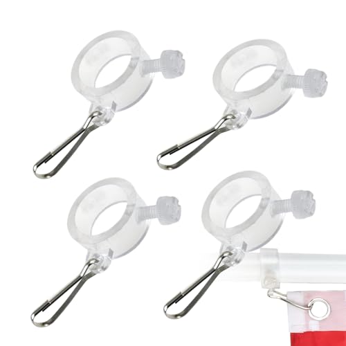 zjhukfmc Anelli per Bandiera,4 Pezzi Fissaggi Bandiera Portatili | per Pennone Portatili per Appassionati Patrioti Memorial Day Veterani Festival Business Parate Negozio