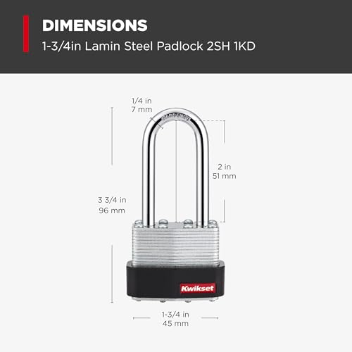 Kwikset Laminated Steel Padlock with Hardened Steel Shackle, 4-Pack, Silver - image 3