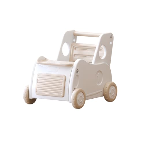 Gorocking 車のワゴン おもちゃ収納箱 ボックス 手押し車 赤ちゃん キッズワゴン ベビーウォーカー ワゴントイ おもちゃ収納 つかまり立ち 知育玩具 歩行練習おしゃれ かわいい (薄茶色)